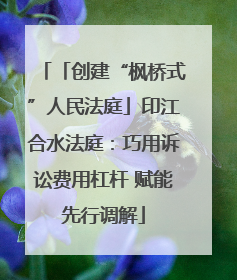 「创建“枫桥式”人民法庭」印江合水法庭：巧用诉讼费用杠杆 赋能先行调解