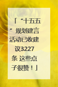 “十五五”规划建言活动已收建议3227条 这些点子很赞！