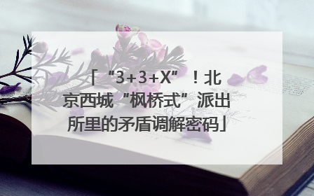 “3+3+X”！北京西城“枫桥式”派出所里的矛盾调解密码