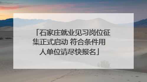 石家庄就业见习岗位征集正式启动 符合条件用人单位请尽快报名