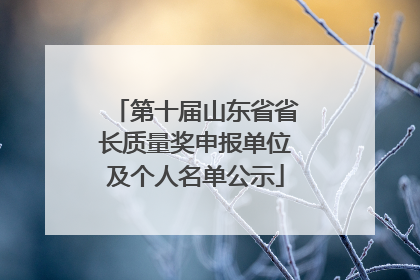 第十届山东省省长质量奖申报单位及个人名单公示