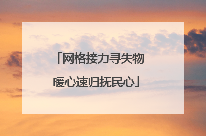 网格接力寻失物 暖心速归抚民心
