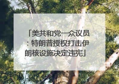 美共和党一众议员：特朗普授权打击伊朗核设施决定违宪