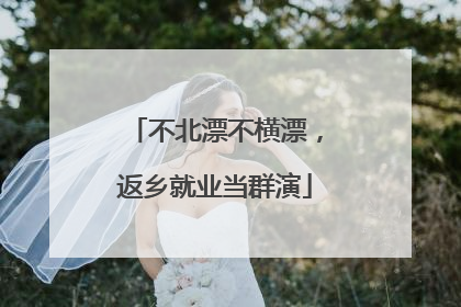 不北漂不横漂，返乡就业当群演