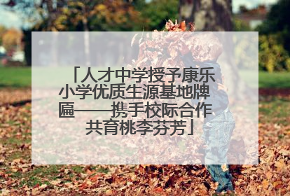 人才中学授予康乐小学优质生源基地牌匾——携手校际合作  共育桃李芬芳