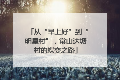 从“早上好”到“明星村”，常山达塘村的蝶变之路