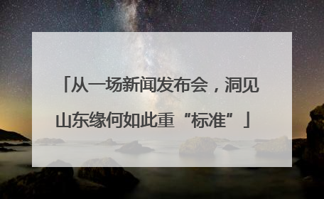 从一场新闻发布会，洞见山东缘何如此重“标准”