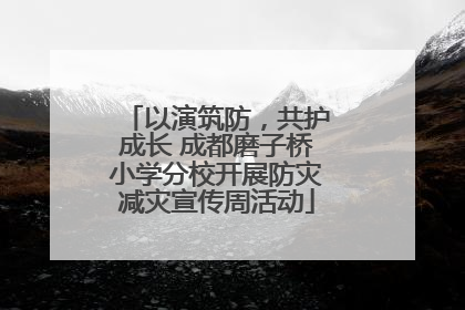 以演筑防，共护成长 成都磨子桥小学分校开展防灾减灾宣传周活动