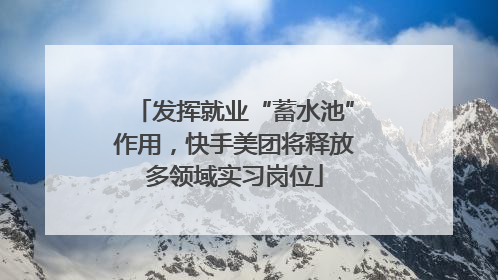 发挥就业“蓄水池”作用，快手美团将释放多领域实习岗位
