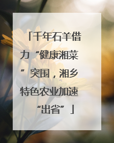 千年石羊借力“健康湘菜”突围，湘乡特色农业加速“出省”