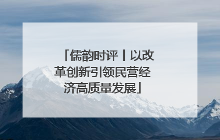 儒韵时评丨以改革创新引领民营经济高质量发展