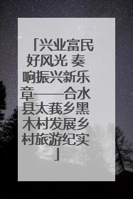 兴业富民好风光 奏响振兴新乐章——合水县太莪乡黑木村发展乡村旅游纪实