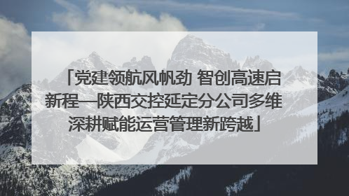 党建领航风帆劲 智创高速启新程—陕西交控延定分公司多维深耕赋能运营管理新跨越