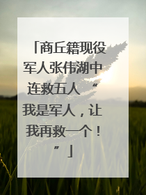 商丘籍现役军人张伟湖中连救五人 “我是军人，让我再救一个！”