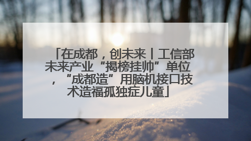 在成都，创未来丨工信部未来产业“揭榜挂帅”单位，“成都造”用脑机接口技术造福孤独症儿童