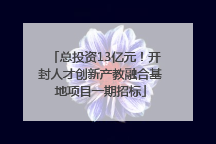 总投资13亿元！开封人才创新产教融合基地项目一期招标