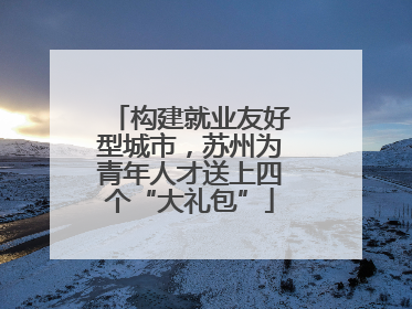 构建就业友好型城市，苏州为青年人才送上四个“大礼包”