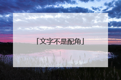文字不是配角