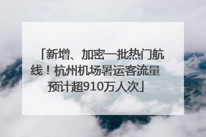 新增、加密一批热门航线！杭州机场暑运客流量预计超910万人次