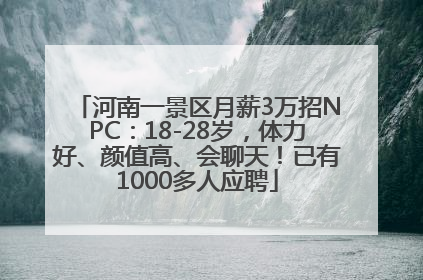 河南一景区月薪3万招NPC：18-28岁，体力好、颜值高、会聊天！已有1000多人应聘