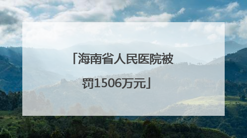 海南省人民医院被罚1506万元