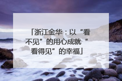 浙江金华：以“看不见”的用心成就“看得见”的幸福