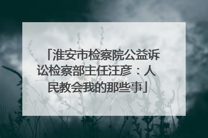 淮安市检察院公益诉讼检察部主任汪彦：人民教会我的那些事