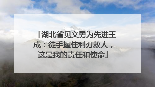 湖北省见义勇为先进王成：徒手握住利刃救人，这是我的责任和使命