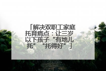 解决双职工家庭托育痛点：让三岁以下孩子“有地儿托”“托得好”