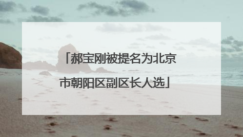 郝宝刚被提名为北京市朝阳区副区长人选