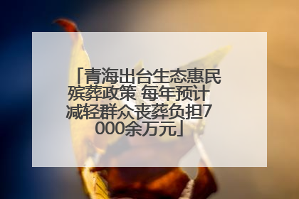 青海出台生态惠民殡葬政策 每年预计减轻群众丧葬负担7000余万元