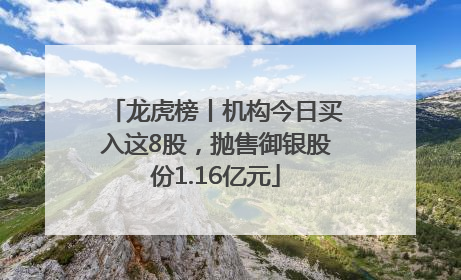 龙虎榜丨机构今日买入这8股，抛售御银股份1.16亿元