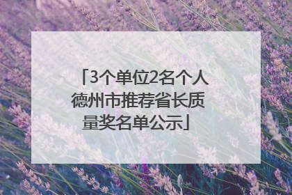 3个单位2名个人 德州市推荐省长质量奖名单公示
