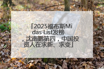 2025福布斯Midas List发榜，沈南鹏第四，中国投资人在求新、求变
