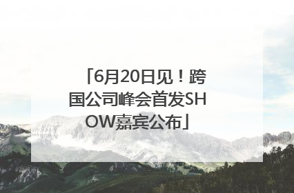 6月20日见！跨国公司峰会首发SHOW嘉宾公布